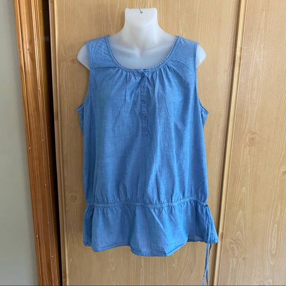 Croft & Barrow • Chambray Cinch Waist Tank Top - Picture 2 of 11